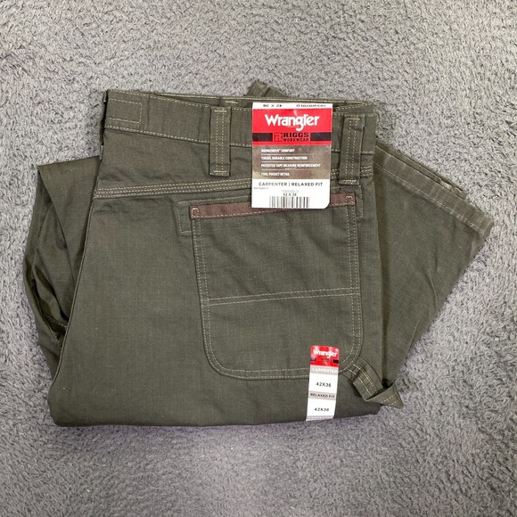 Wrangler Other - Wrangler RIGGS Carpenter Pants 42x36 Green Ripstop Workwear 103W020LD